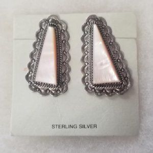 Navajo Running Bear Sterling Pink MOP Earrings